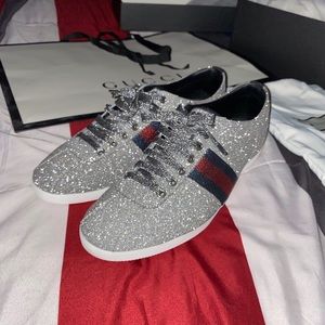 Gucci Glitter Web Sneakers with Studs